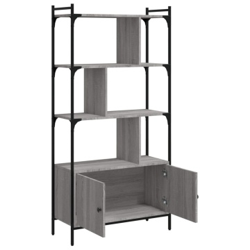 Bibliotecă cu uși gri sonoma 76,5x30x154,5 cm lemn compozit - Img 4