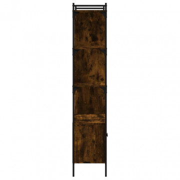 Bibliotecă cu uși stejar fumuriu 76,5x30x154,5 cm lemn compozit - Img 5