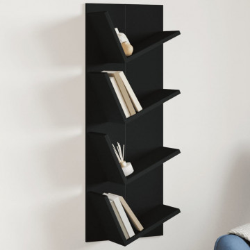 Bibliotecă de perete cu 4 niveluri, negru, 33x16x90 cm - Img 1