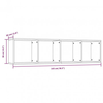 Bibliotecă/dulap TV stejar fumuriu 143x30x36 cm lemn prelucrat - Img 7