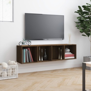 Bibliotecă/dulap TV stejar maro 143x30x36 cm lemn prelucrat - Img 4