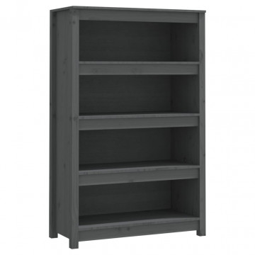 Bibliotecă, gri, 80x35x126 cm, lemn masiv de pin - Img 2