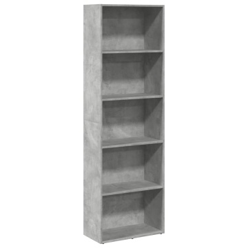 Bibliotecă, gri beton, 60x30x189 cm, lemn prelucrat - Img 2