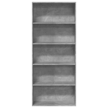 Bibliotecă, gri beton, 80x30x189 cm, lemn prelucrat - Img 4