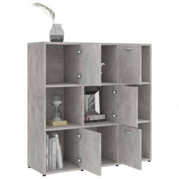 Bibliotecă, gri beton, 90 x 30 x 90 cm, PAL - Img 4