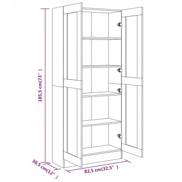 Bibliotecă, gri sonoma, 82,5x30,5x185,5 cm, lemn prelucrat - Img 7