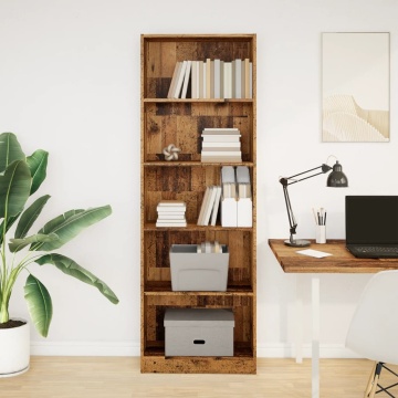 Bibliotecă, lemn vechi, 60x24x176 cm, lemn prelucrat - Img 3