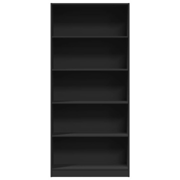Bibliotecă, negru, 80x24x176 cm, lemn prelucrat - Img 4