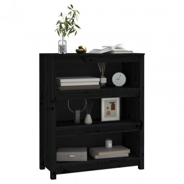 Bibliotecă, negru, 80x35x97 cm, lemn masiv de pin - Img 4