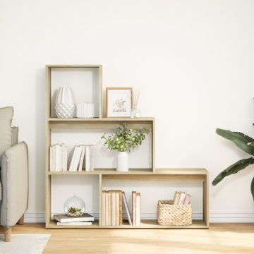 Bibliotecă/separator 3 niveluri stejar sonoma 123x29x123cm lemn - Img 3