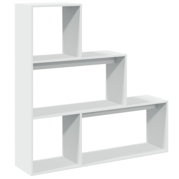 Bibliotecă/separator cameră 3 niveluri, alb, 123x29x123 cm lemn - Img 2