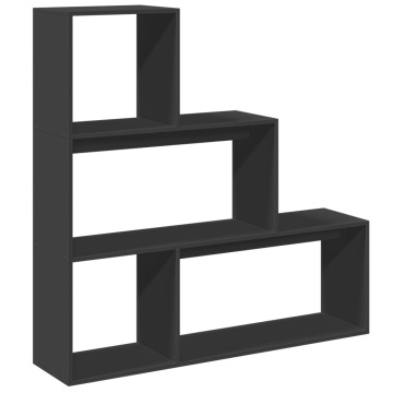 Bibliotecă/separator cameră 3 niveluri, negru 123x29x123cm lemn - Img 2
