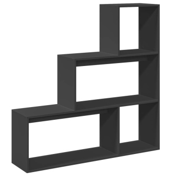 Bibliotecă/separator cameră 3 niveluri, negru 123x29x123cm lemn - Img 6