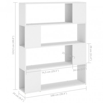 Bibliotecă/Separator cameră, alb, 100x24x124 cm - Img 6