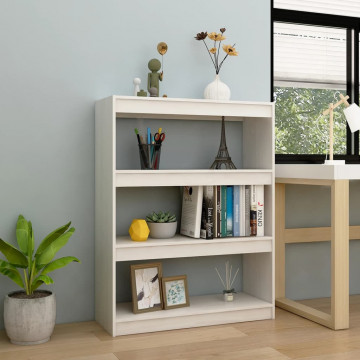 Bibliotecă/Separator cameră, alb, 100x30x103 cm, lemn masiv pin - Img 1