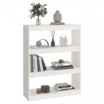 Bibliotecă/Separator cameră alb, 80x30x103,5 cm, lemn masiv pin - Img 3
