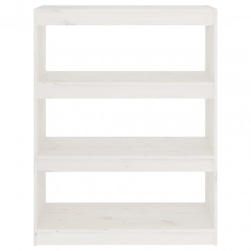 Bibliotecă/Separator cameră alb, 80x30x103,5 cm, lemn masiv pin - Img 8