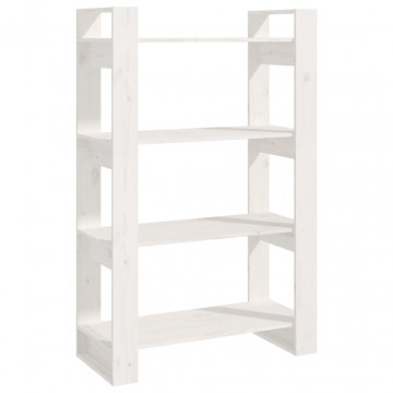 Bibliotecă/Separator cameră, alb, 80x35x125 cm, lemn masiv pin - Img 2