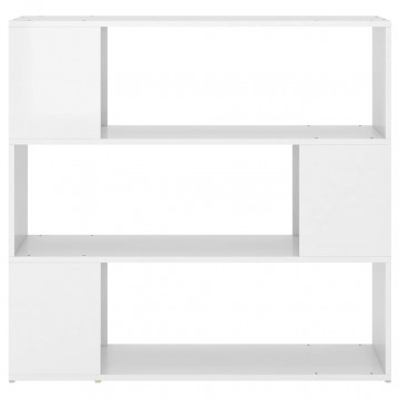 Bibliotecă/Separator cameră, alb extralucios, 100x24x94 cm - Img 8