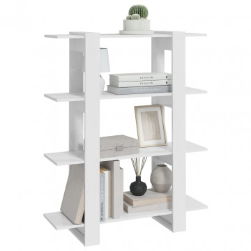 Bibliotecă/Separator cameră, alb extralucios, 100x30x123,5 cm - Img 3