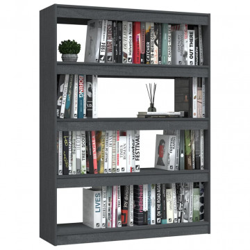 Bibliotecă/Separator cameră gri 100x30x135,5 cm lemn masiv pin - Img 4