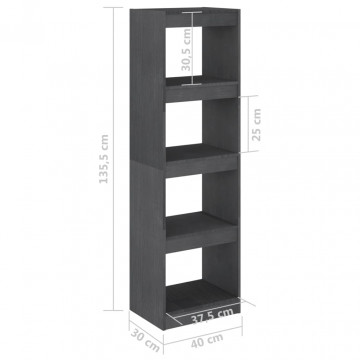 Bibliotecă/Separator cameră, gri, 40x30x135,5 cm, lemn de pin - Img 7