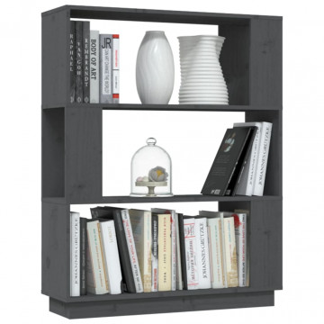 Bibliotecă/Separator cameră, gri, 80x25x101 cm lemn masiv pin - Img 4