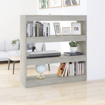 Bibliotecă/Separator cameră, gri beton, 100x30x103 cm - Img 1