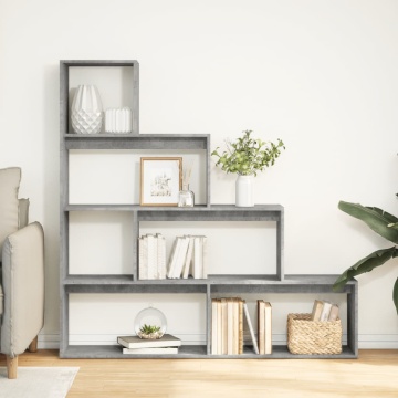 Bibliotecă/separator cameră gri beton 143,5x29x143,5 cm lemn - Img 3