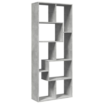 Bibliotecă/separator cameră gri beton 67x25x161,5 cm lemn - Img 2