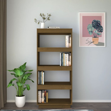 Bibliotecă/Separator cameră, maro miere, 60x35x135 cm lemn pin - Img 3