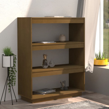 Bibliotecă/Separator cameră maro miere 80x35x103 cm lemn pin - Img 3