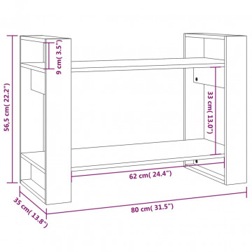 Bibliotecă/Separator cameră maro miere 80x35x56,5 cm lemn masiv - Img 7