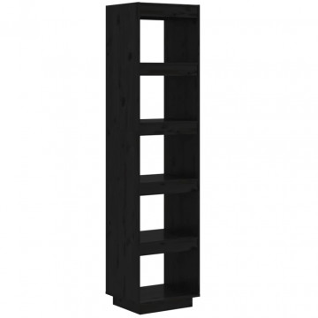 Bibliotecă/Separator cameră negru 40x35x167 cm lemn masiv pin - Img 2