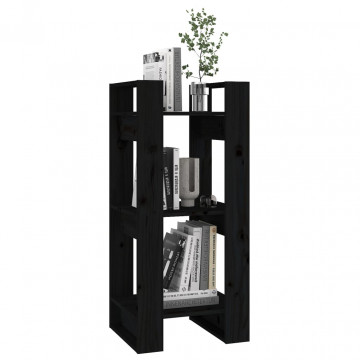 Bibliotecă/Separator cameră, negru, 41x35x91 cm, lemn masiv pin - Img 8