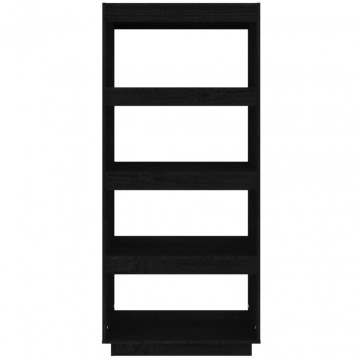 Bibliotecă/Separator cameră negru 60x35x135 cm lemn masiv pin - Img 8
