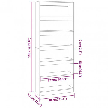 Bibliotecă/Separator cameră, negru, 80x30x198 cm, PAL - Img 6