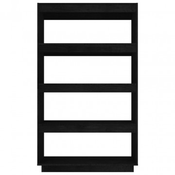 Bibliotecă/Separator cameră, negru 80x35x135 cm, lemn masiv pin - Img 8