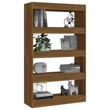 Bibliotecă/Separator cameră, stejar maro, 80x30x135 cm, PAL - Img 4