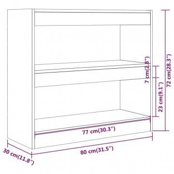 Bibliotecă/Separator cameră, stejar sonoma, 80x30x72 cm - Img 6