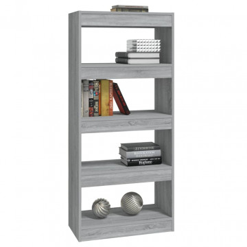 Bibliotecă/Separator, sonoma gri, 60x30x135 cm, lemn prelucrat - Img 3