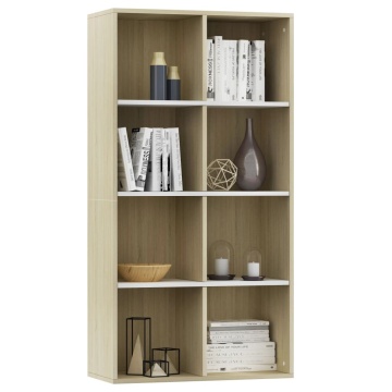 Bibliotecă/Servantă, alb și stejar sonoma, 66x30x130 cm, PAL - Img 3