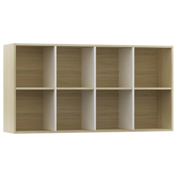 Bibliotecă/Servantă, alb și stejar sonoma, 66x30x130 cm, PAL - Img 7