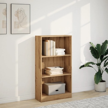 Bibliotecă, stejar artizanal, 60x24x109 cm, lemn prelucrat - Img 3