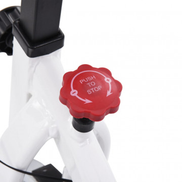 Bicicletă antrenament fitness, cu senzori puls, alb și roșu - Img 5
