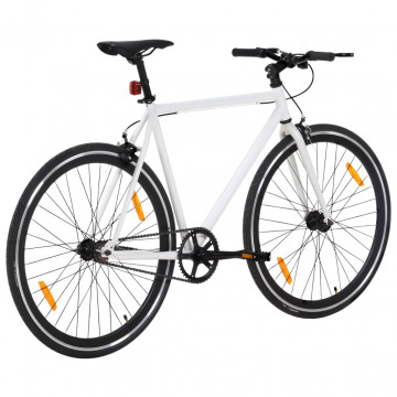 Bicicletă cu angrenaj fix, alb și negru, 700c, 59 cm - Img 3