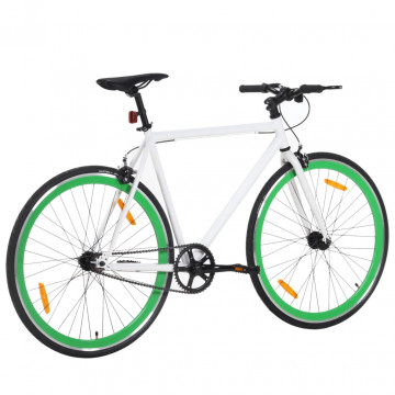 Bicicletă cu angrenaj fix, alb și verde, 700c, 59 cm - Img 3