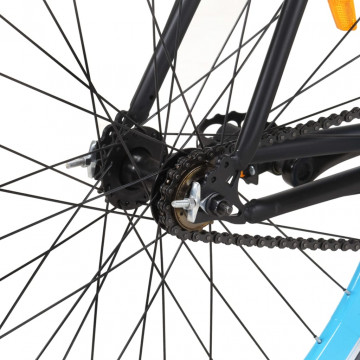 Bicicletă cu angrenaj fix, negru și albastru, 700c, 55 cm - Img 6