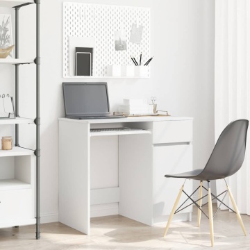 Birou alb 86x49x76 cm lemn prelucrat - Img 1