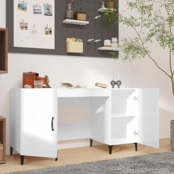 Birou, alb extralucios, 140x50x75 cm, lemn compozit - Img 3